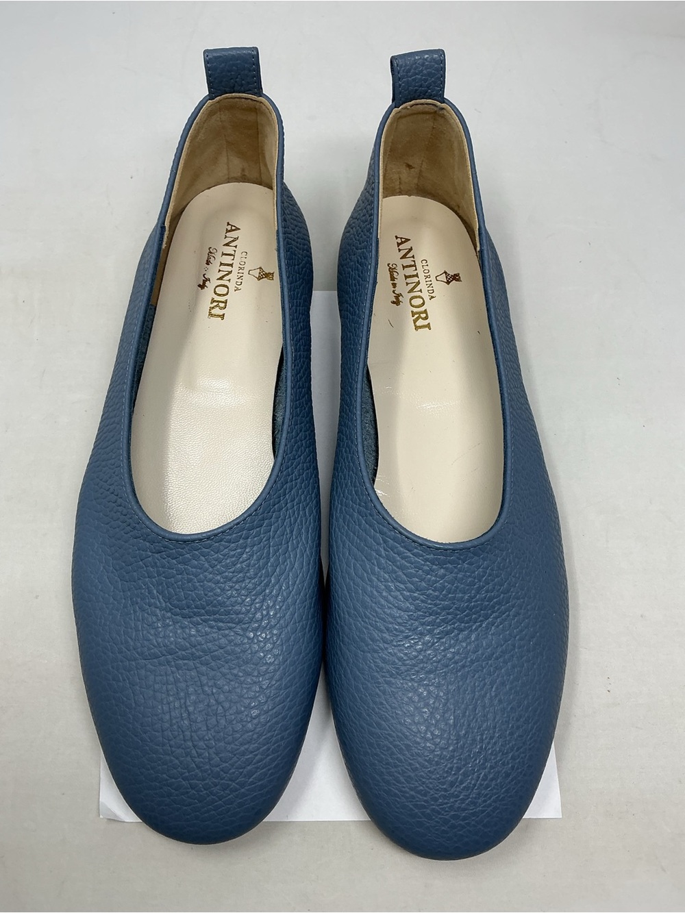 Clorinda and Antinori Women's Blue Leather Slip-On ballet Flats